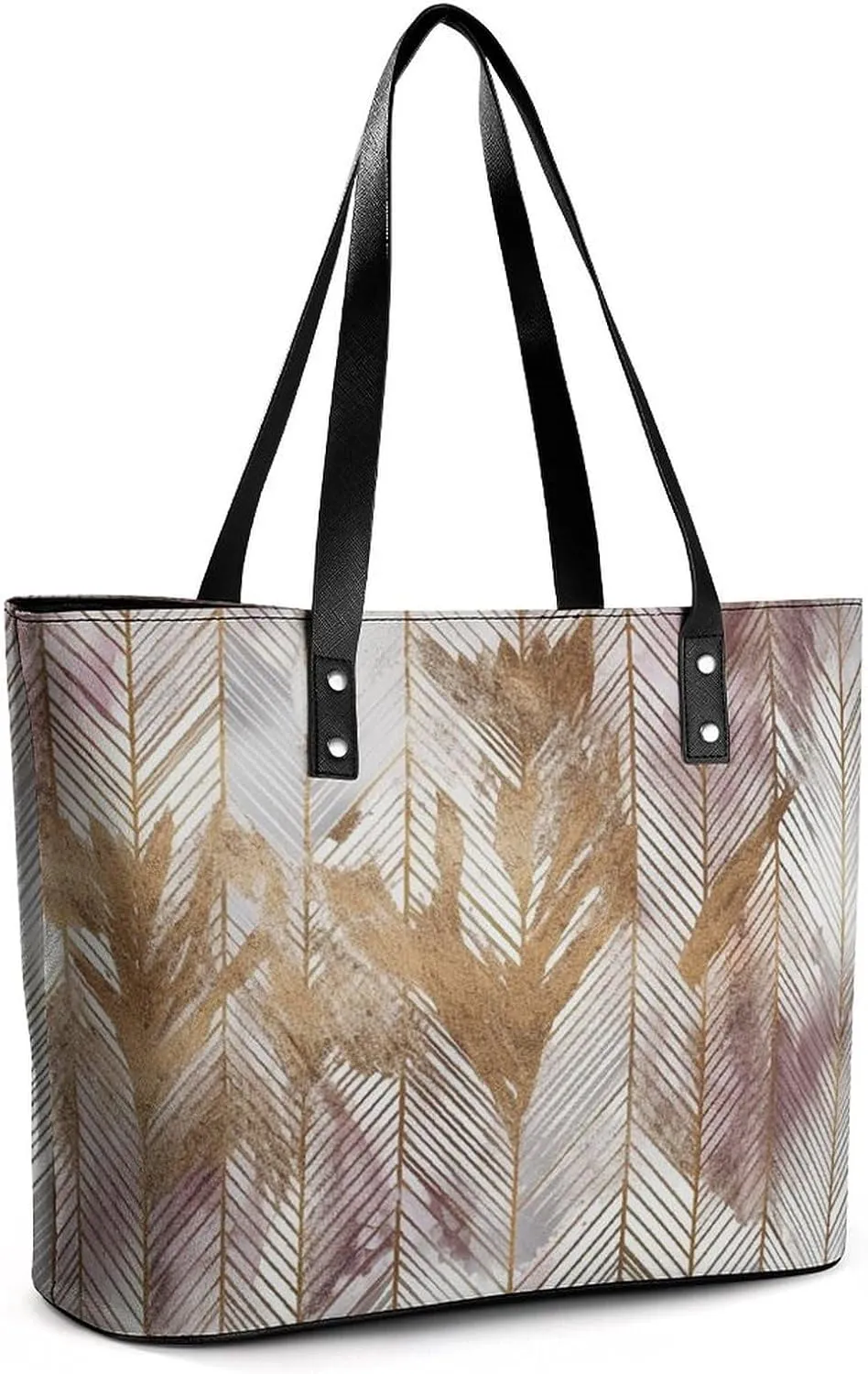 Line Tropical Leaves Bag Purse Handbag for Women Top Handle Satchel Shoulder with Zipper Tote Bags Large
