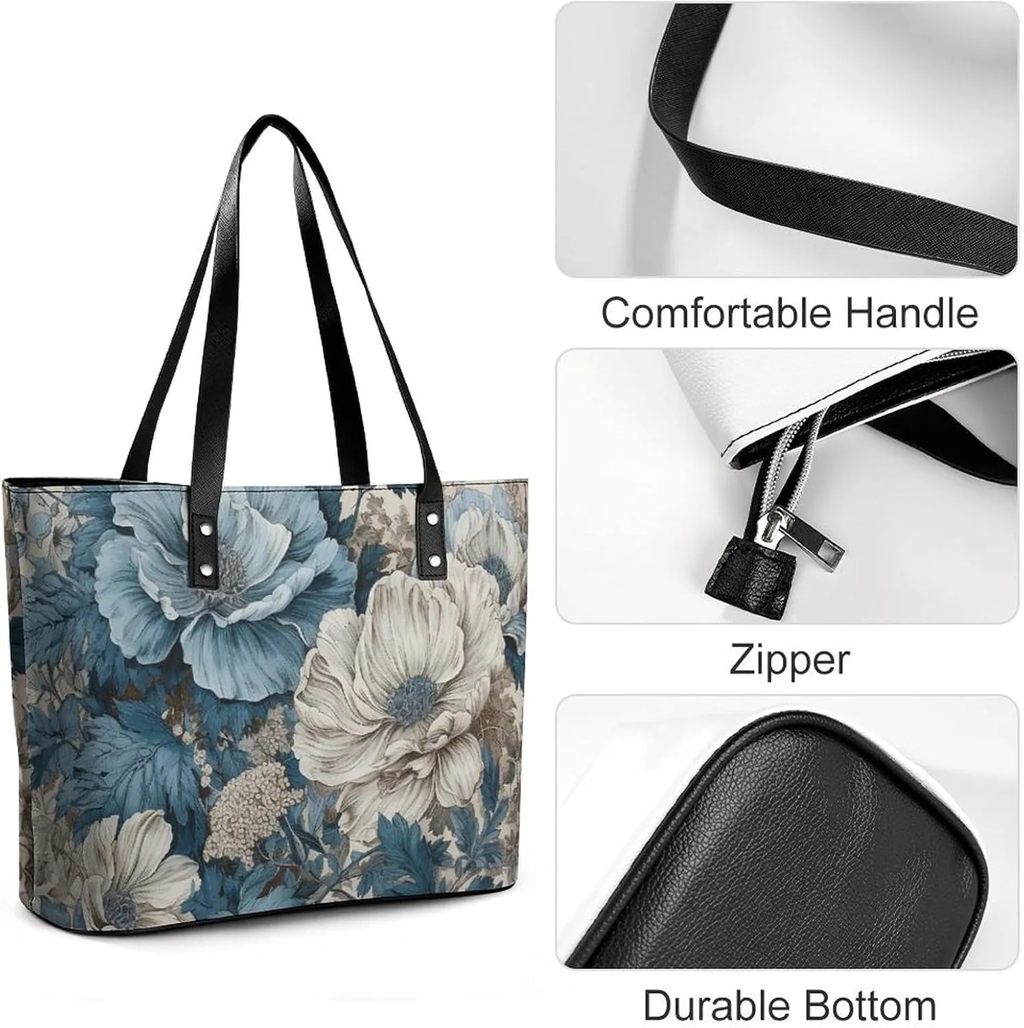 Line Tropical Leaves Bag Purse Handbag for Women Top Handle Satchel Shoulder with Zipper Tote Bags Large