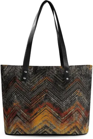 Line Tropical Leaves Bag Purse Handbag for Women Top Handle Satchel Shoulder with Zipper Tote Bags Large
