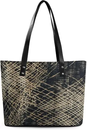 Line Tropical Leaves Bag Purse Handbag for Women Top Handle Satchel Shoulder with Zipper Tote Bags Large