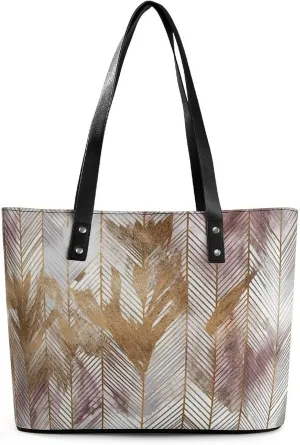 Line Tropical Leaves Bag Purse Handbag for Women Top Handle Satchel Shoulder with Zipper Tote Bags Large