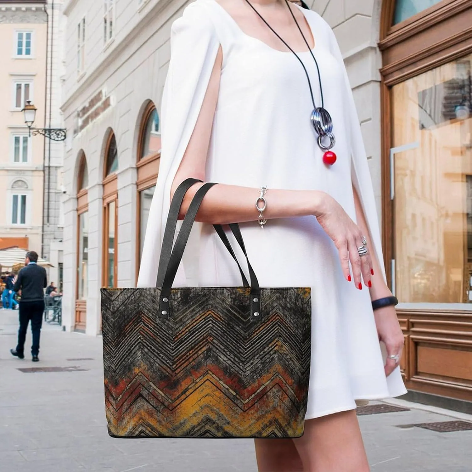 Line Tropical Leaves Bag Purse Handbag for Women Top Handle Satchel Shoulder with Zipper Tote Bags Large