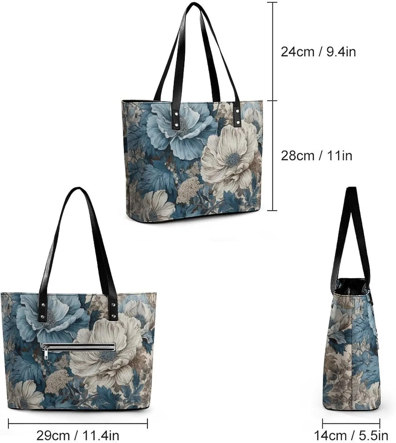 Line Tropical Leaves Bag Purse Handbag for Women Top Handle Satchel Shoulder with Zipper Tote Bags Large