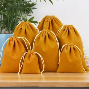 Lionwrapack orange suede velvet dust cover double string drawstring bags packaging for handbags luxury with private label