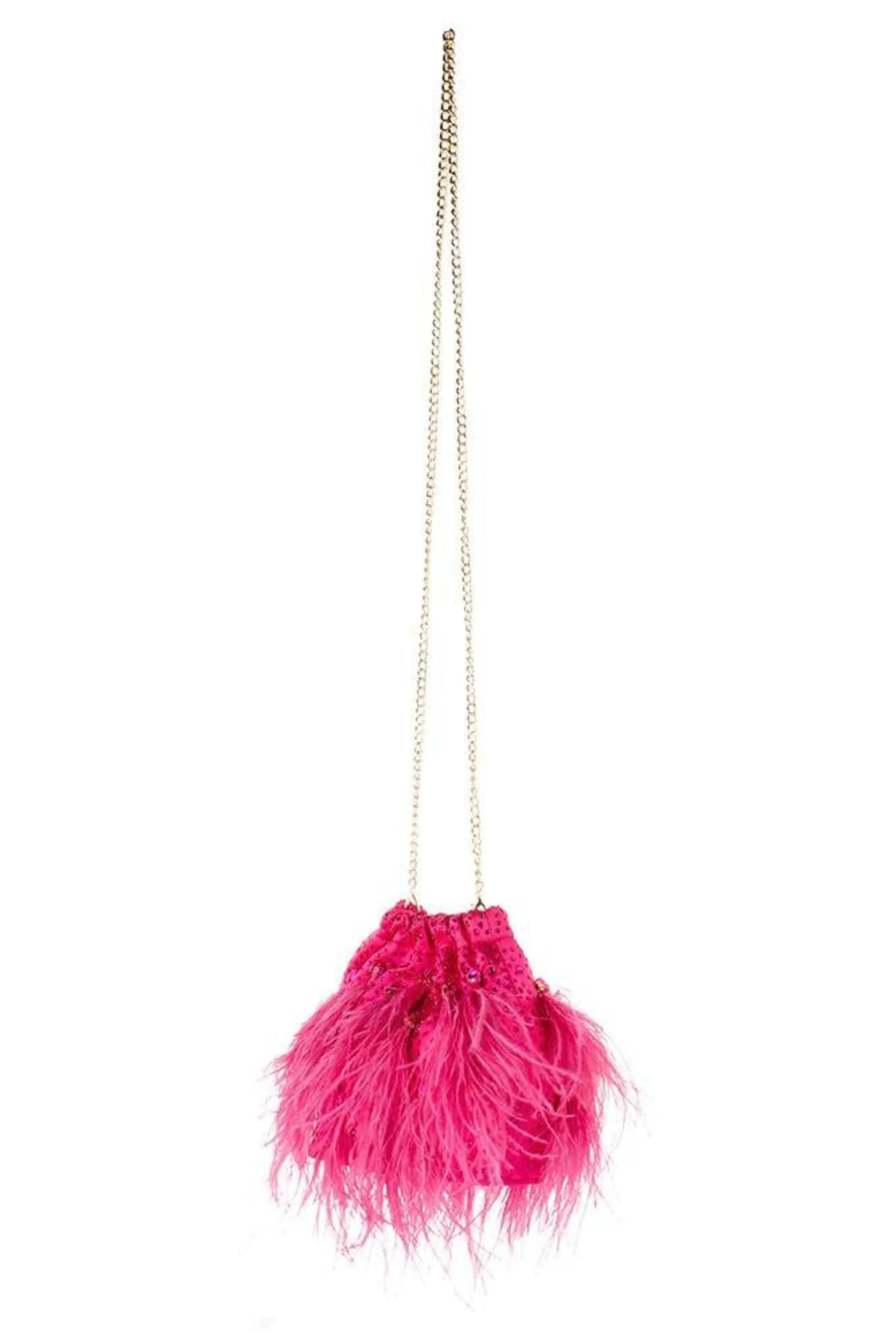 Livvy Feather Pouch - Fuchsia Pink