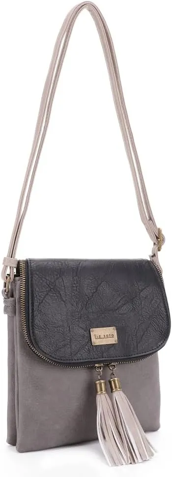 Liz Soto Kelsey Womens Crossbody Purse - Vegan Leather Over the Shoulder Bags with Tassels, Shoulder Cross Body Bag