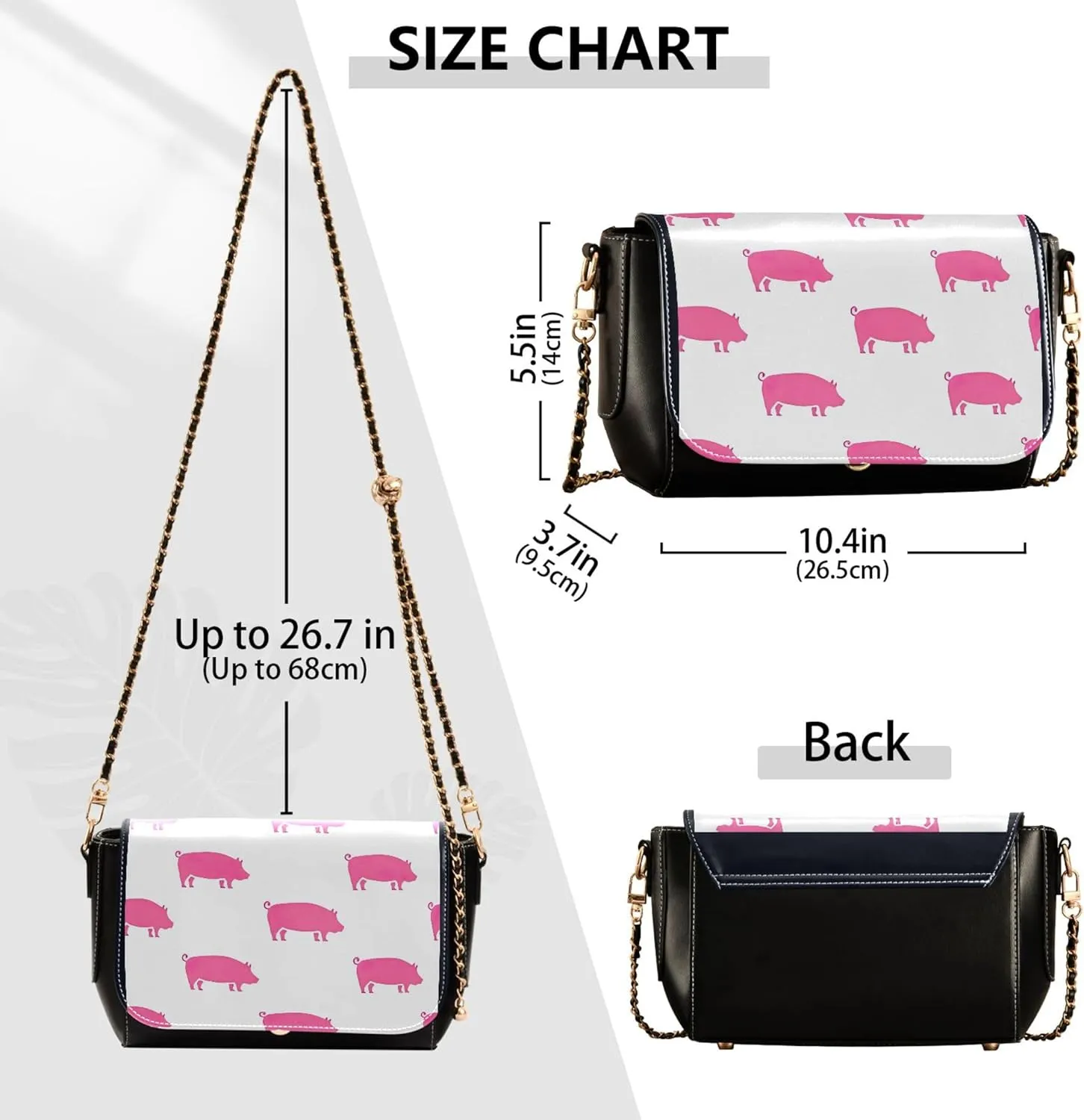 Llama Alpaca Cactus Cute Shoulder Leather Bags Black Women Crossbody Bag Purses Phone Handbags with Chain Strap