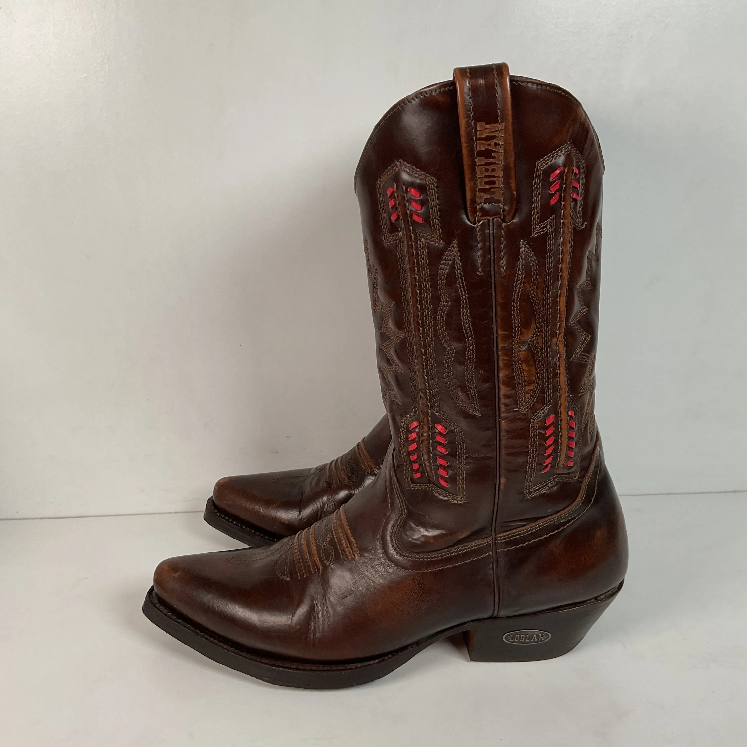 Loblan Aarowhead Cowboy Boots USA 10 Glossy Patent
