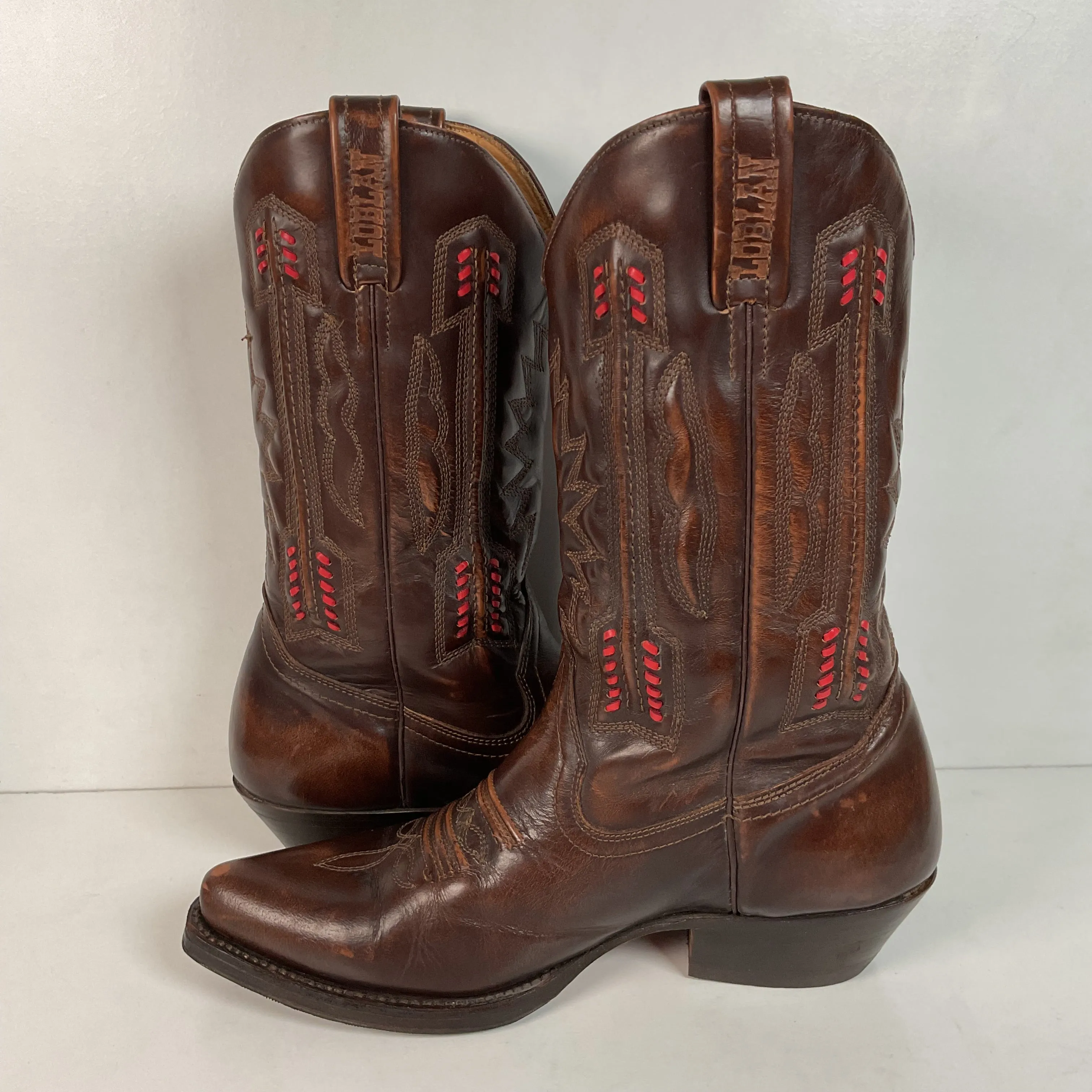 Loblan Aarowhead Cowboy Boots USA 10 Glossy Patent