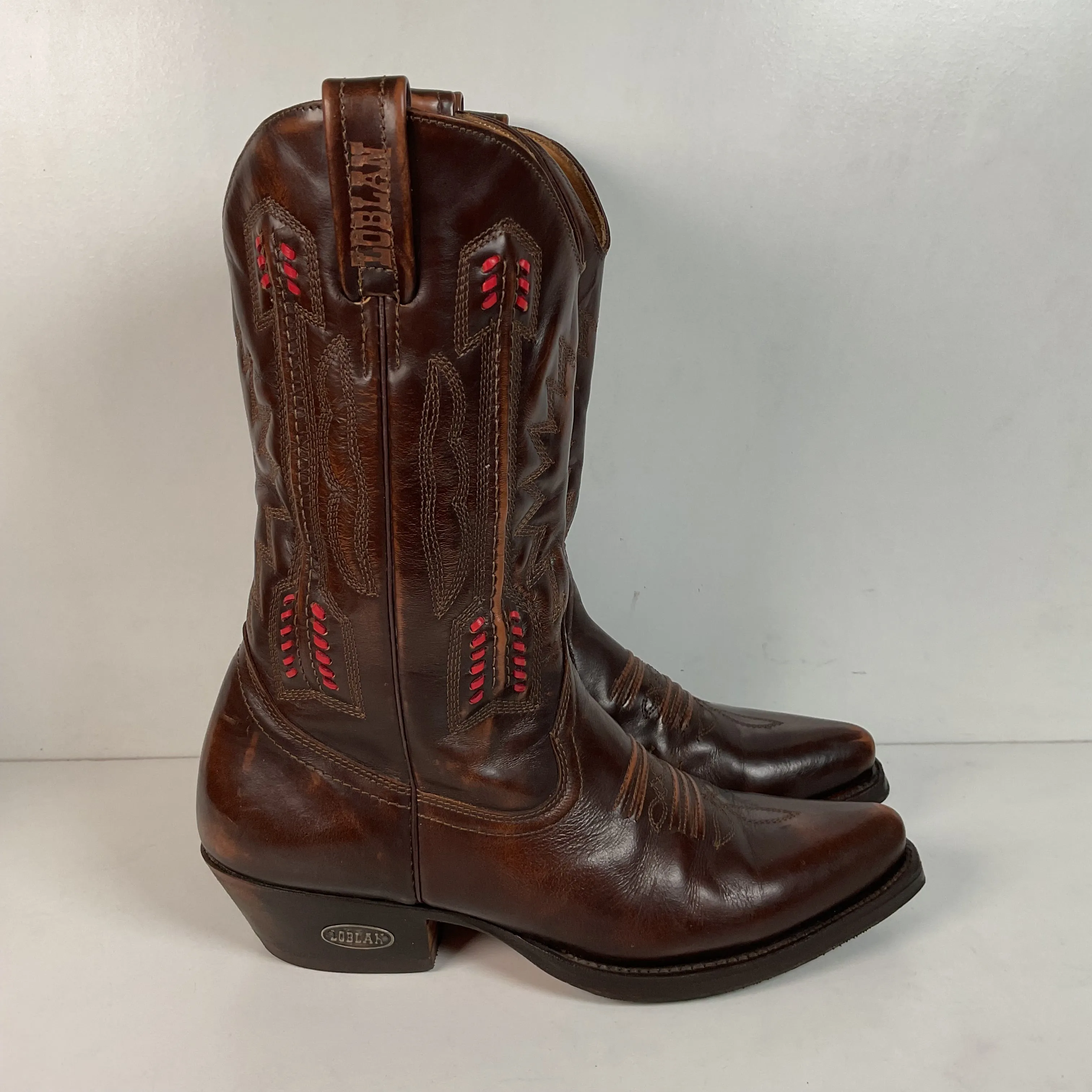 Loblan Aarowhead Cowboy Boots USA 10 Glossy Patent