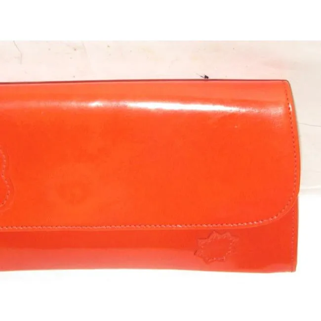 Longchamp True Red Glossy Leather Clutch