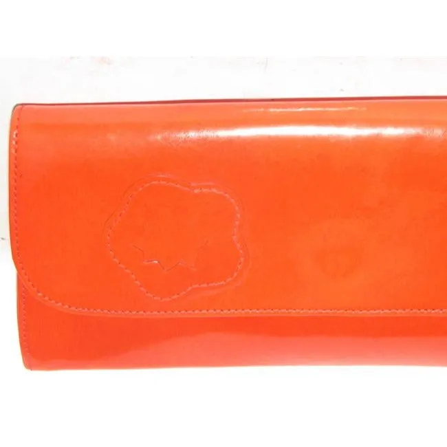 Longchamp True Red Glossy Leather Clutch