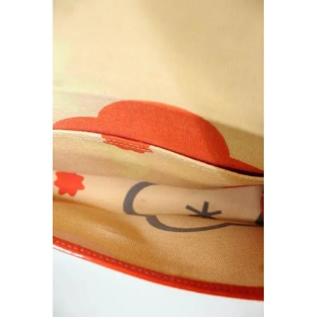 Longchamp True Red Glossy Leather Clutch