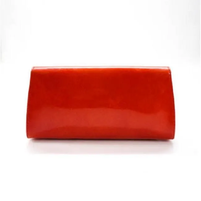 Longchamp True Red Glossy Leather Clutch