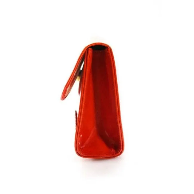 Longchamp True Red Glossy Leather Clutch
