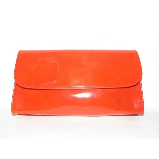 Longchamp True Red Glossy Leather Clutch