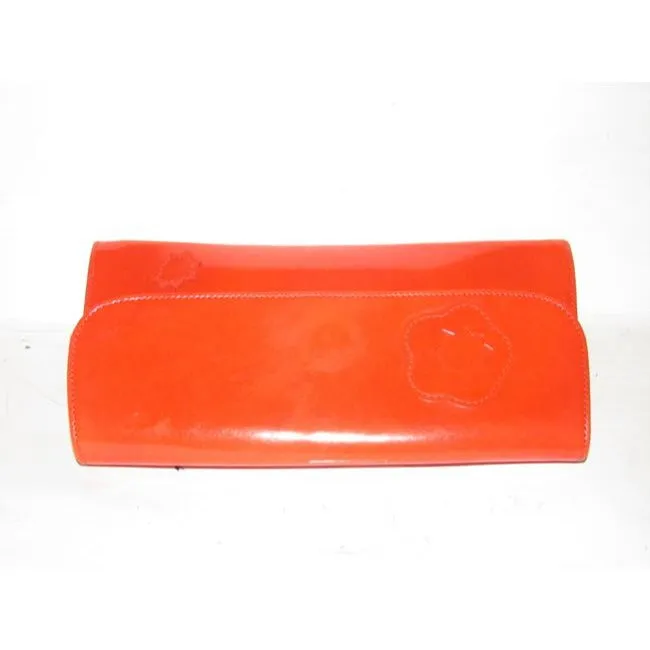 Longchamp True Red Glossy Leather Clutch