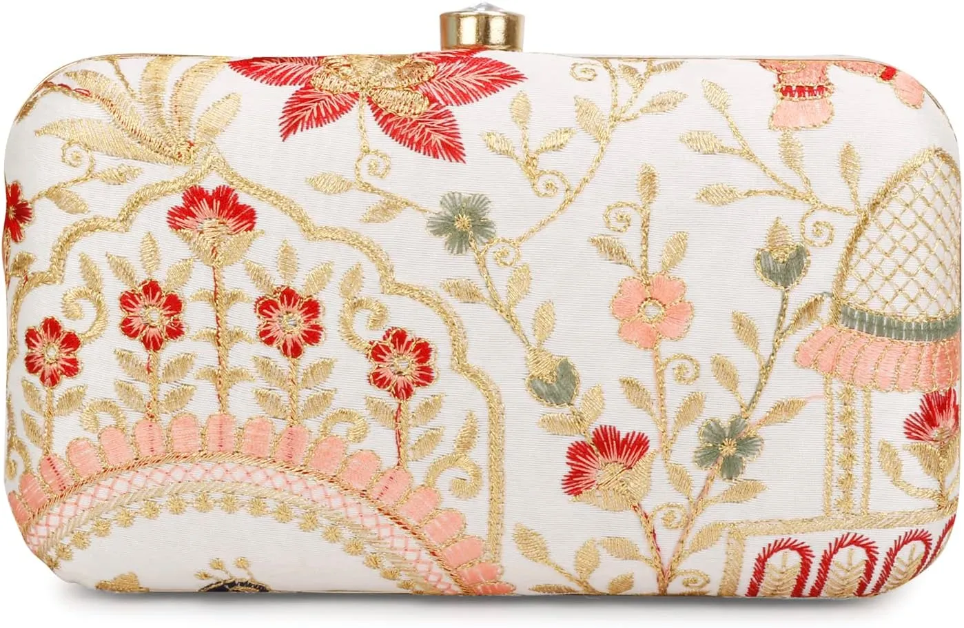 LONGING TO BUY Hand Crafted Designer Box Clutch - Zari Embroidery For Women