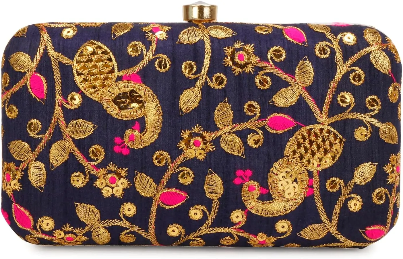 LONGING TO BUY Hand Crafted Designer Box Clutch - Zari Embroidery For Women