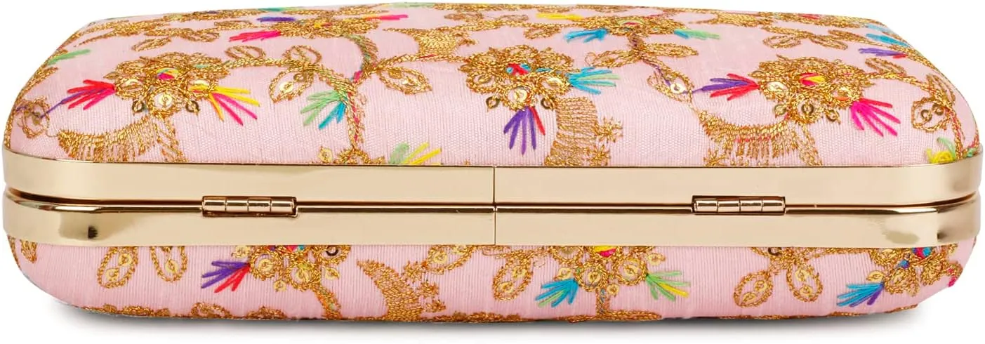 LONGING TO BUY Hand Crafted Designer Box Clutch - Zari Embroidery For Women