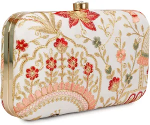 LONGING TO BUY Hand Crafted Designer Box Clutch - Zari Embroidery For Women