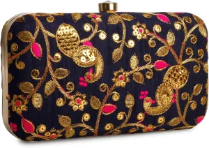 LONGING TO BUY Hand Crafted Designer Box Clutch - Zari Embroidery For Women