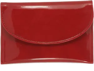 LONI Ladies Faux Patent Leather Wallet Clutch Bag Purse Coin Pouch in Dark Red