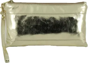 LONI Womens Adorable Patent Clutch Bag Wallet Purse for Women with Detachable Wrist Strap in gold