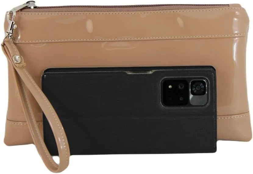 LONI Womens Adorable Patent Clutch Bag Wallet Purse for Women with Detachable Wrist Strap in gold