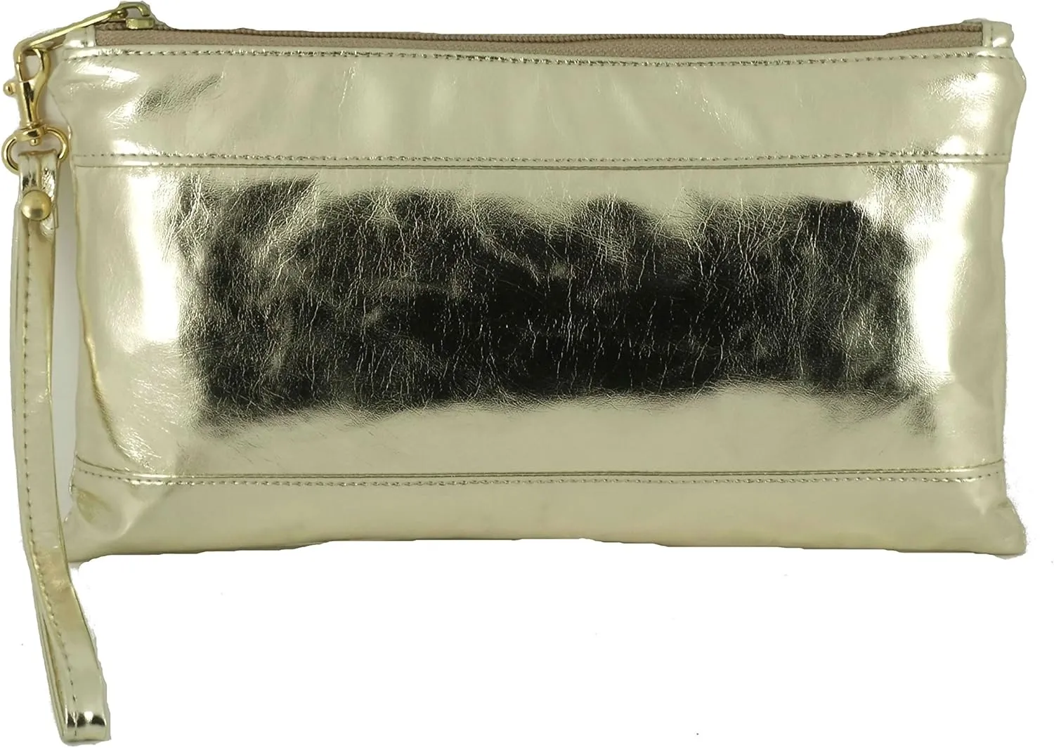 LONI Womens Adorable Patent Clutch Bag Wallet Purse for Women with Detachable Wrist Strap in gold