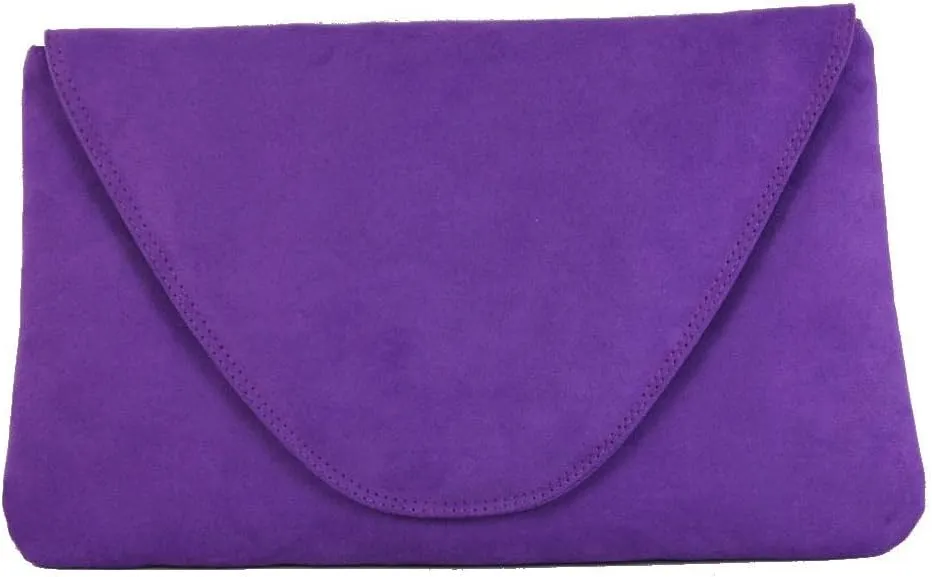 LONI Womens Attractive Large Faux Suede Clutch Bag/Shoulder Bag Wedding Party Occasion Bag