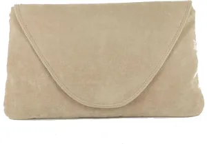 LONI Womens Attractive Large Faux Suede Clutch Bag/Shoulder Bag Wedding Party Occasion Bag