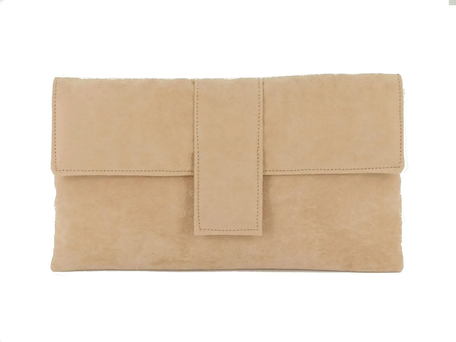 LONI Womens Elegant Faux Suede Clutch Bag/Shoulder Bag Occasion Wedding Party Prom Bag