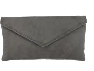LONI Womens Neat Envelope Faux Suede Clutch Bag/Shoulder Bag