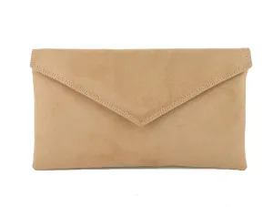 LONI Womens Neat Envelope Faux Suede Clutch Bag/Shoulder Bag