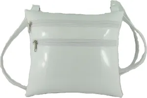 LONI Womens Super Flat Cross-Body Shoulder Bag Faux Patent Leather Medium Size