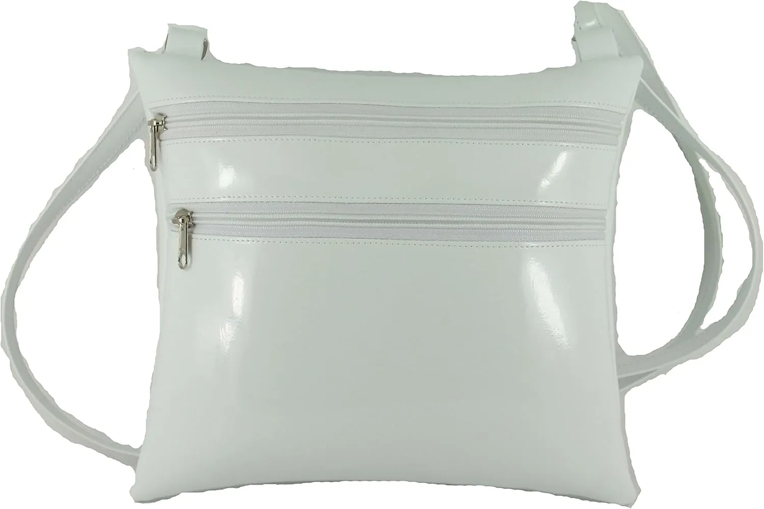 LONI Womens Super Flat Cross-Body Shoulder Bag Faux Patent Leather Medium Size