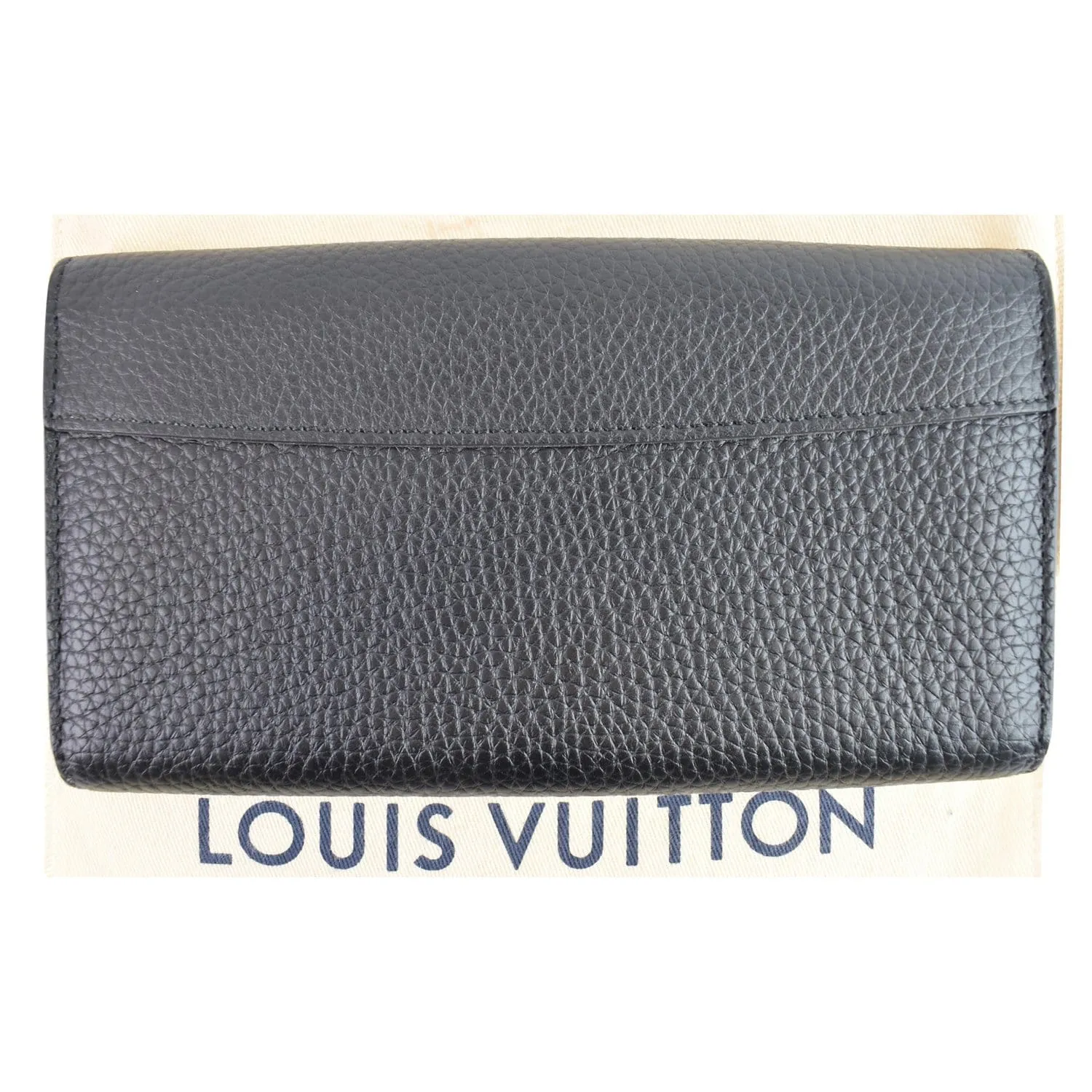 LOUIS VUITTON Capucines Studded Taurillon Leather Wallet Black