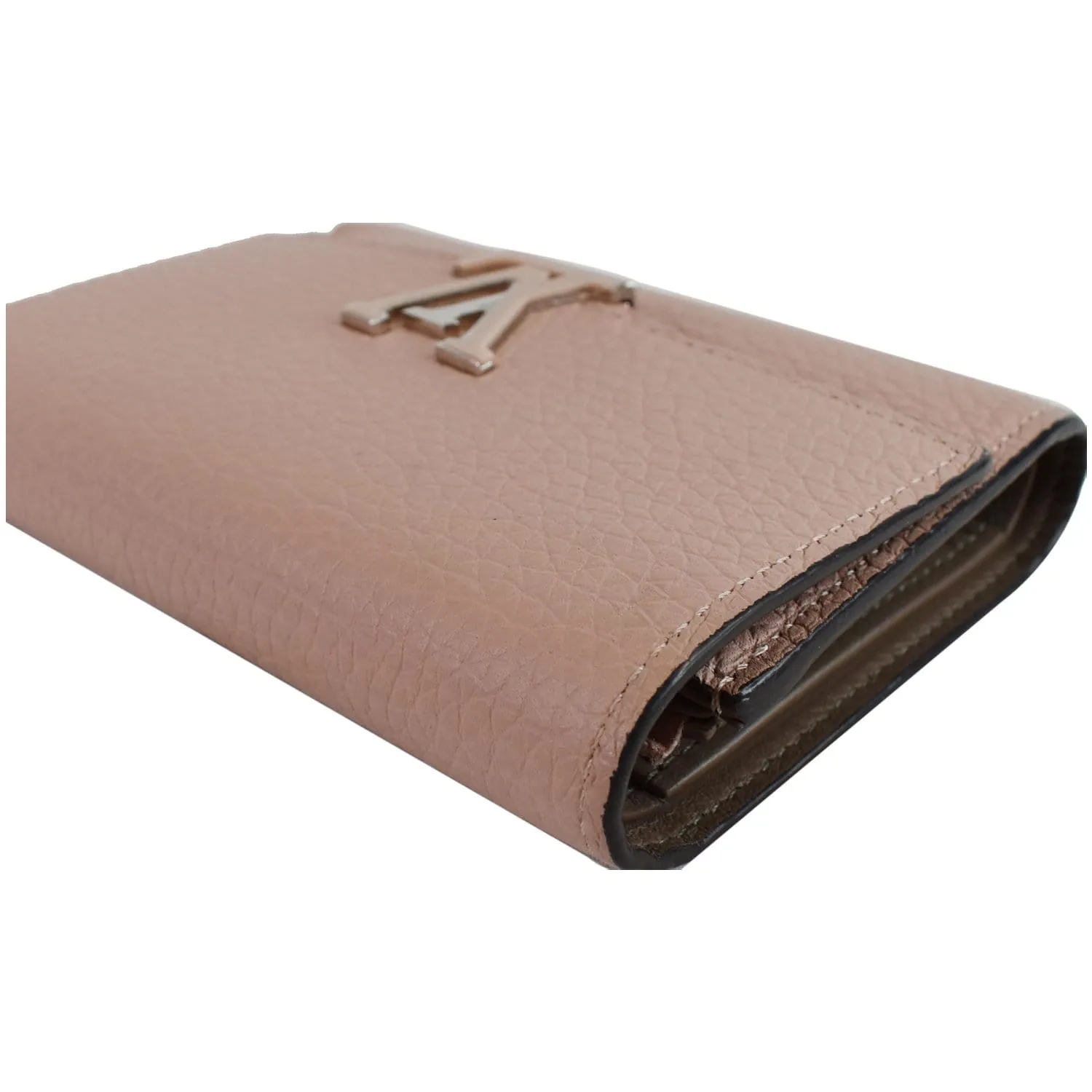 LOUIS VUITTON Capucines Taurillon Compact Leather Wallet Magnolia