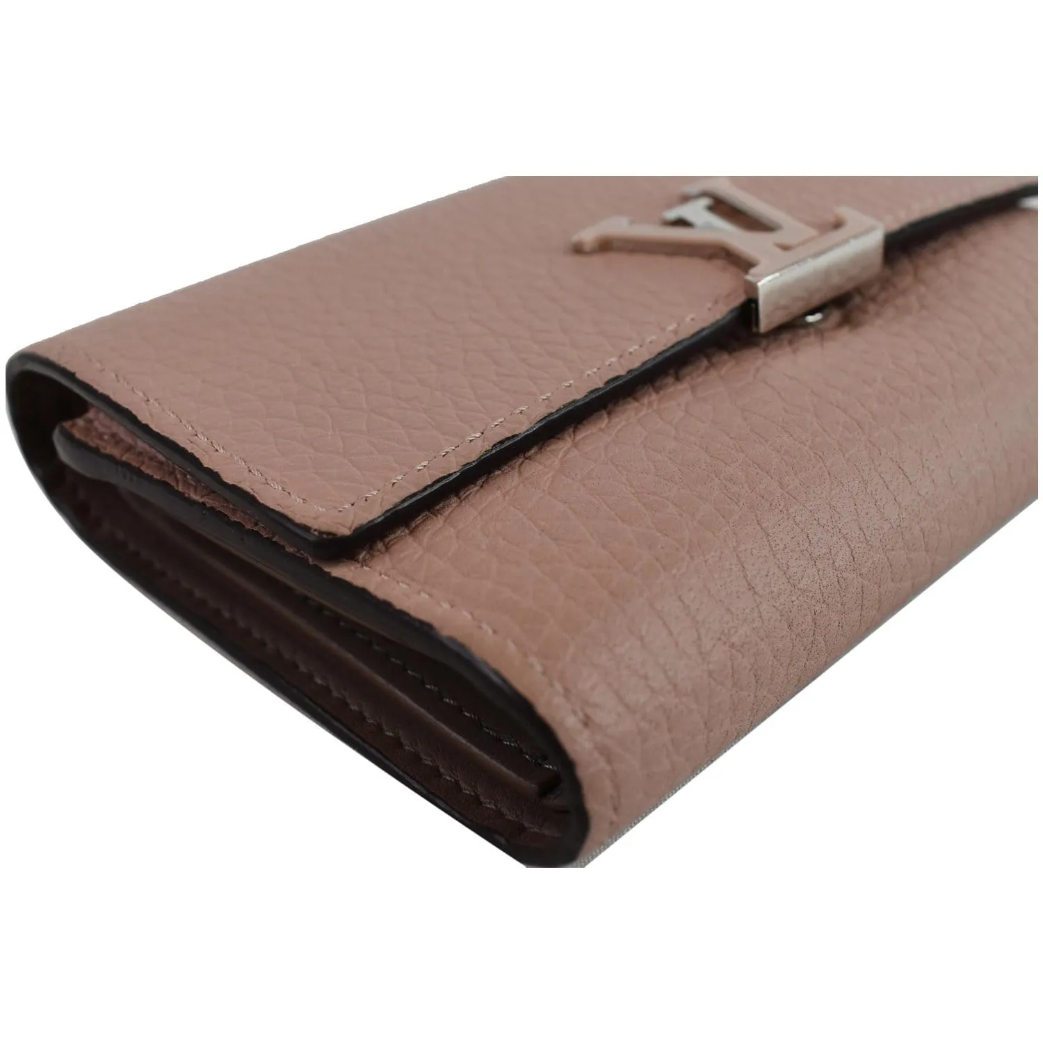 LOUIS VUITTON Capucines Taurillon Compact Leather Wallet Magnolia