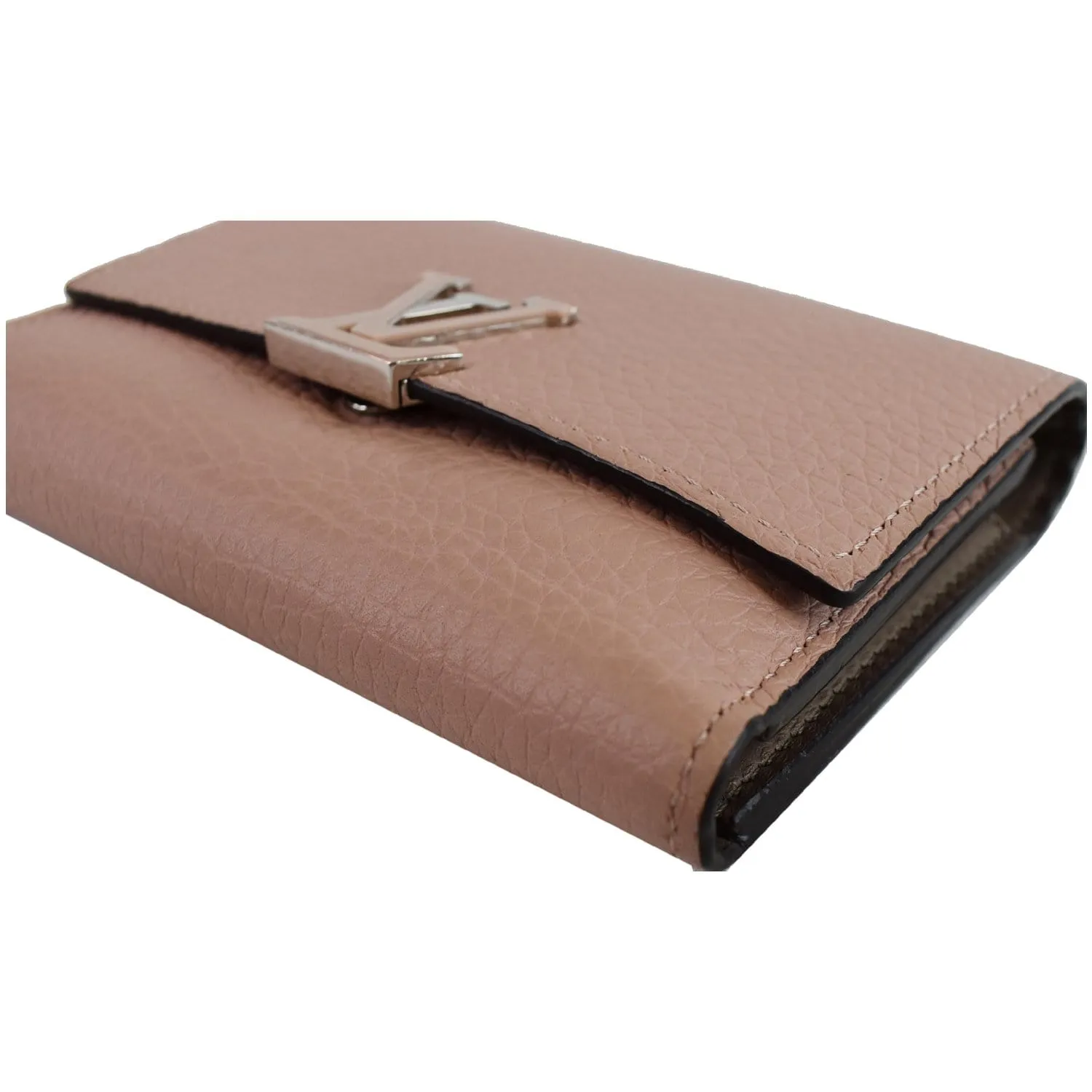 LOUIS VUITTON Capucines Taurillon Compact Leather Wallet Magnolia