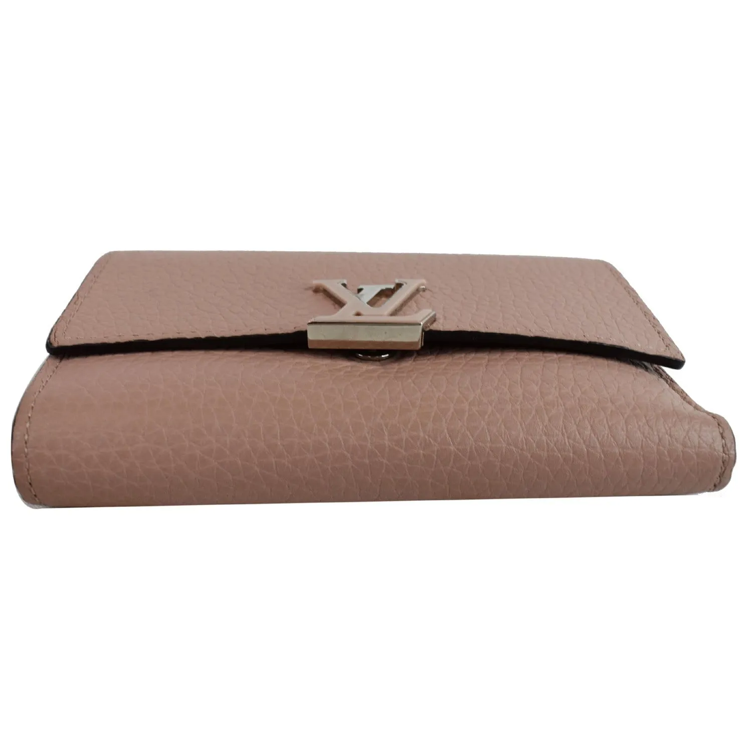 LOUIS VUITTON Capucines Taurillon Compact Leather Wallet Magnolia