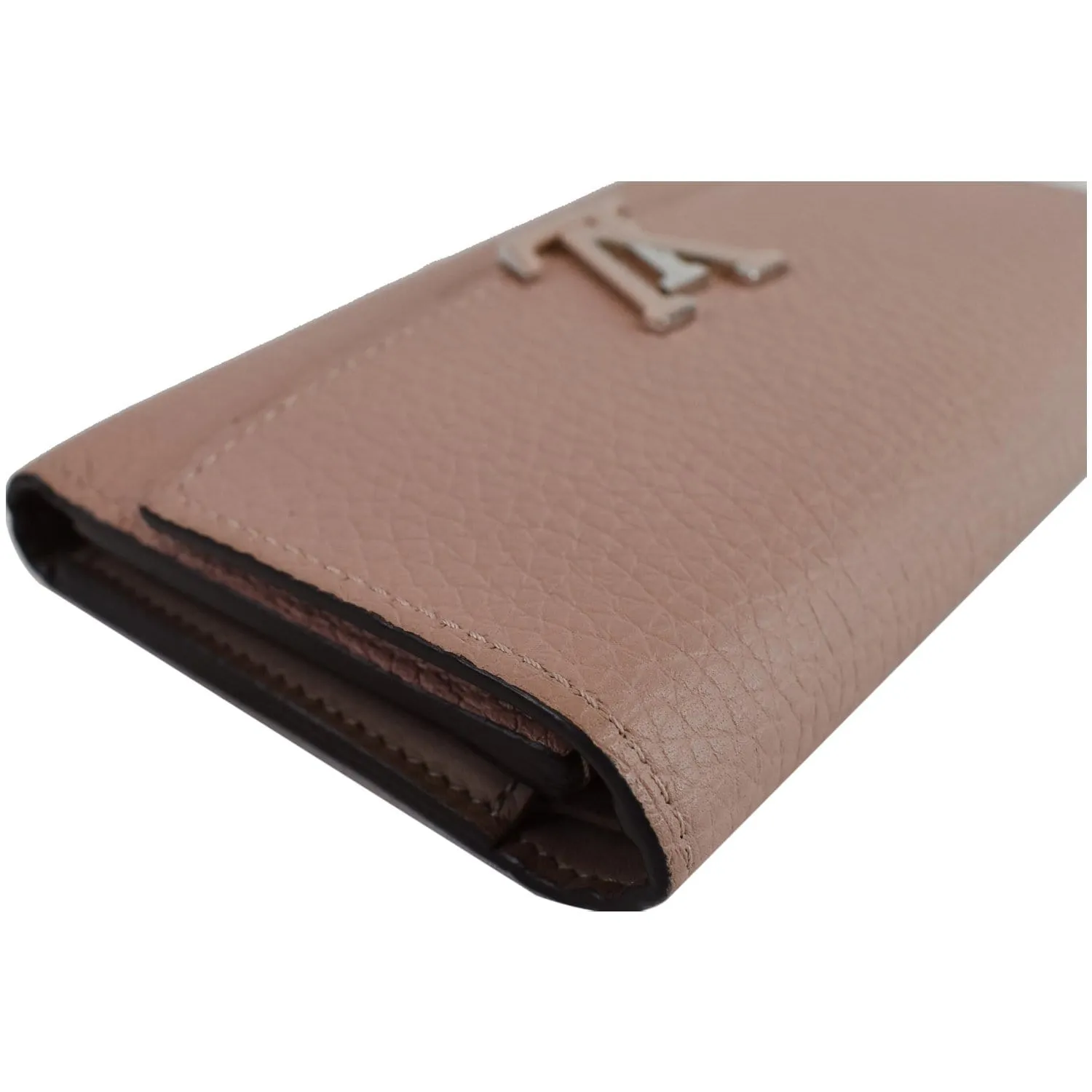 LOUIS VUITTON Capucines Taurillon Compact Leather Wallet Magnolia