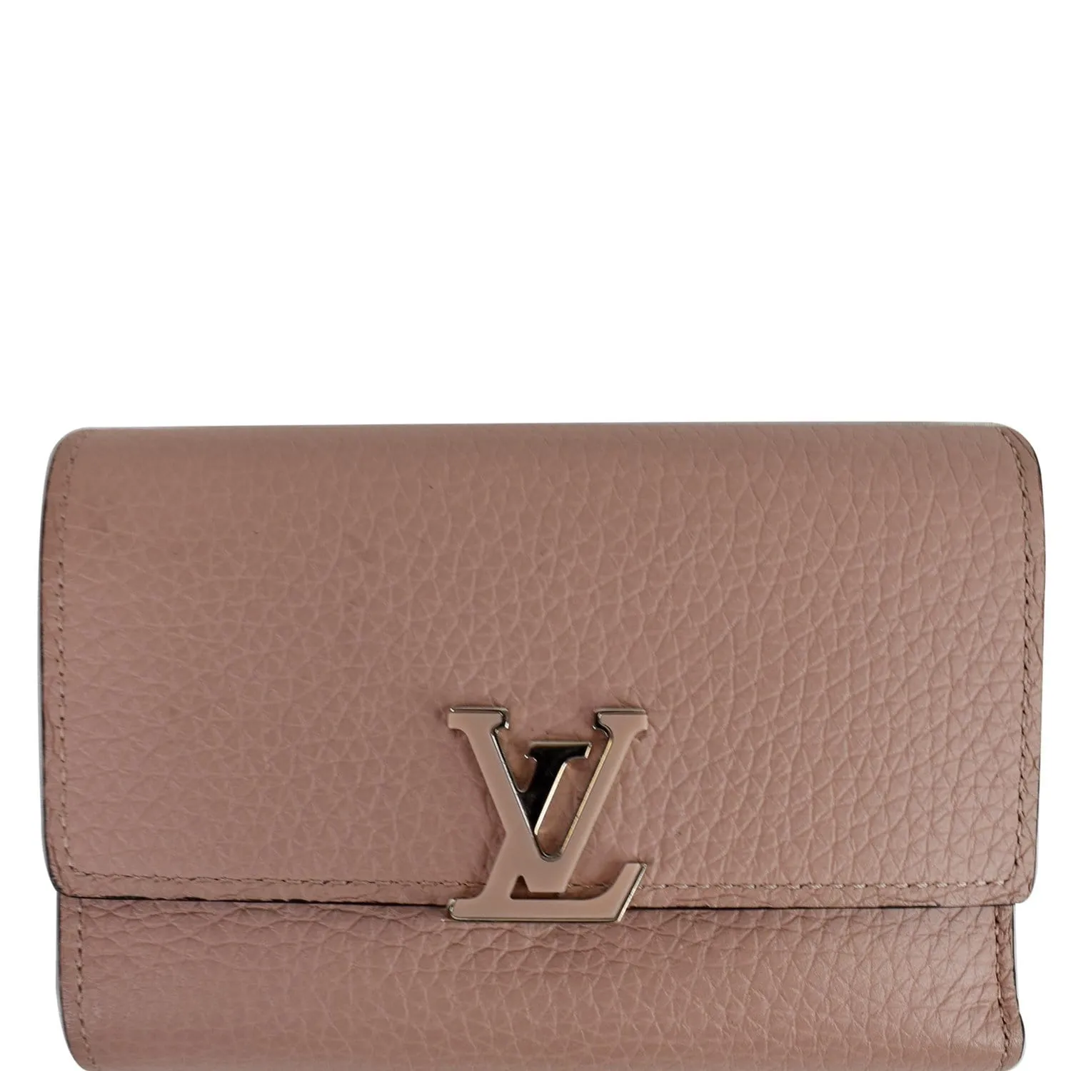 LOUIS VUITTON Capucines Taurillon Compact Leather Wallet Magnolia