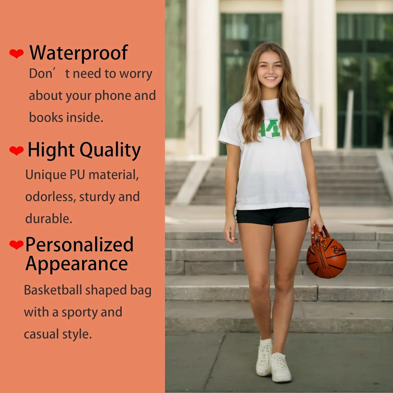 LoveWLC basketball Shaped purse Cross Body Bag,PU Handbag Shoulder Bag for Girls Women