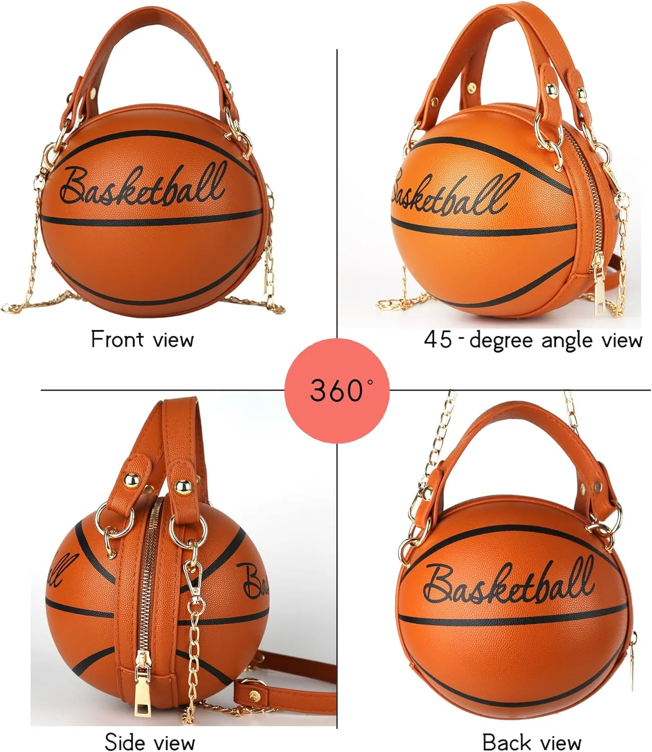 LoveWLC basketball Shaped purse Cross Body Bag,PU Handbag Shoulder Bag for Girls Women