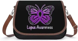 Lupus Awareness Butterfly Shoulder Bag for Women Trendy Crossbody Purses Leather Handbag Clutch Tote Bags