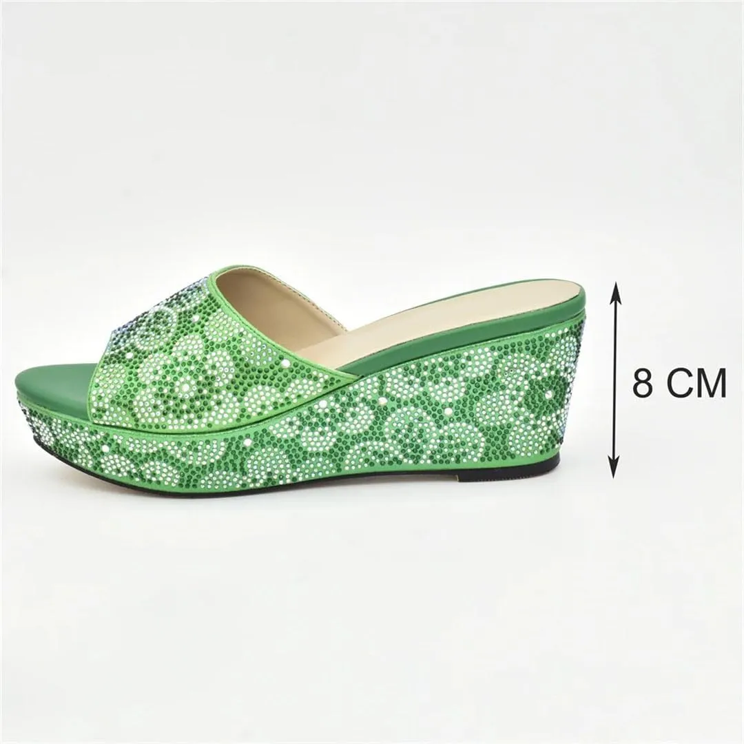 Luxury African Wedding Set Rhinestone Heels Crystal Clutch