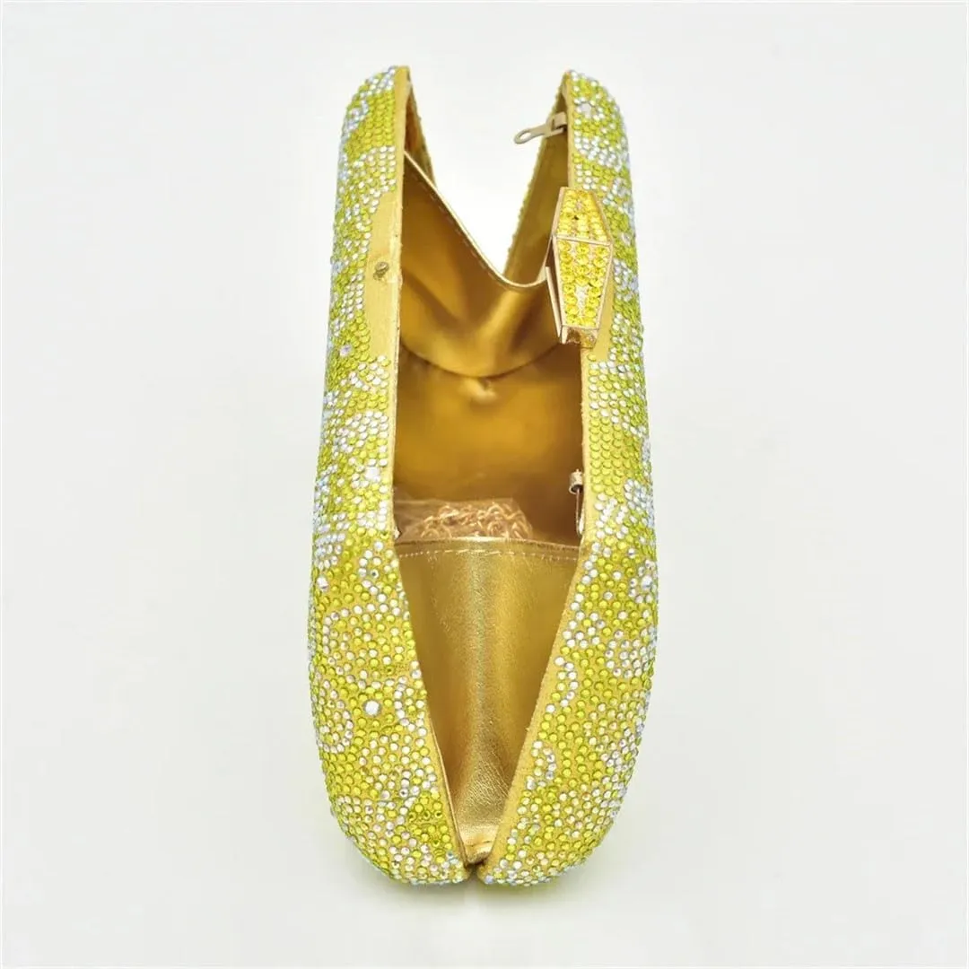 Luxury African Wedding Set Rhinestone Heels Crystal Clutch