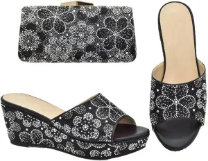 Luxury African Wedding Set Rhinestone Heels Crystal Clutch